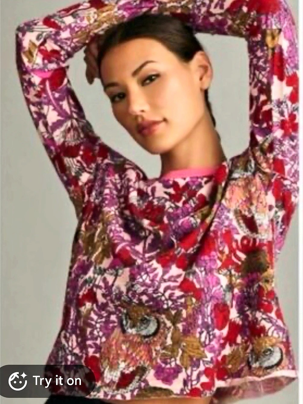 Maeve Anthrologie Floral Long Sleeve Top in Pink & Red Size Sm great condition - Picture 1 of 3